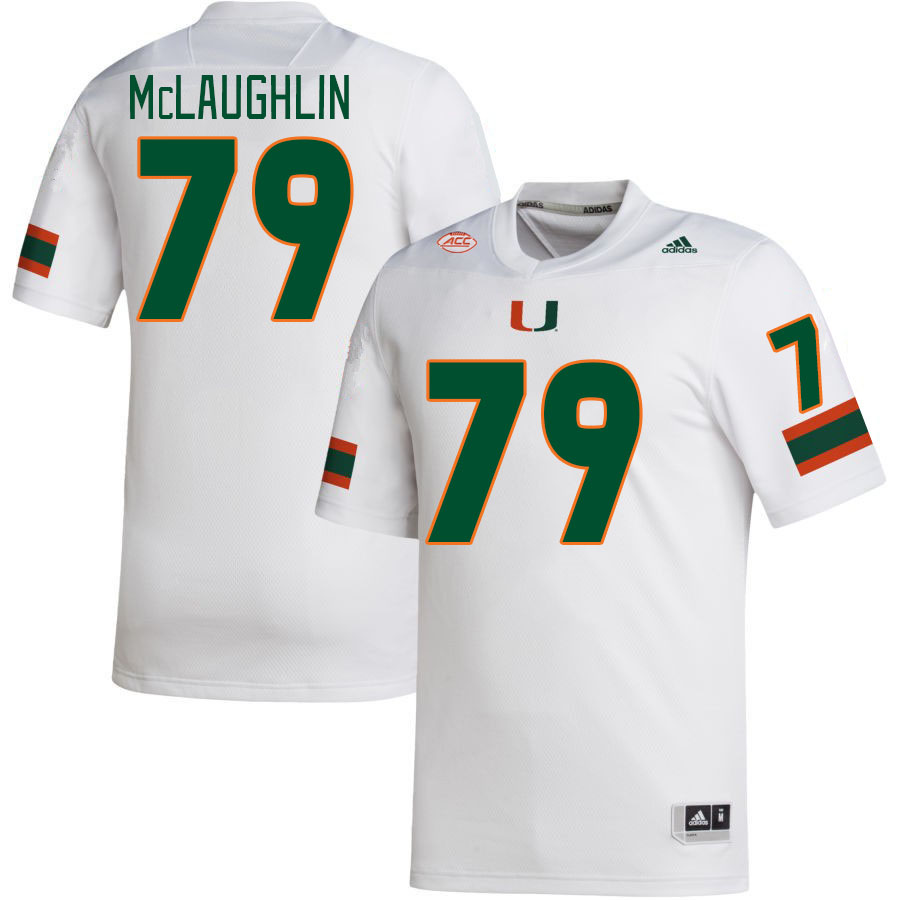 Men #79 Michael McLaughlin Miami Hurricanes College Football Jerseys Stitched-White